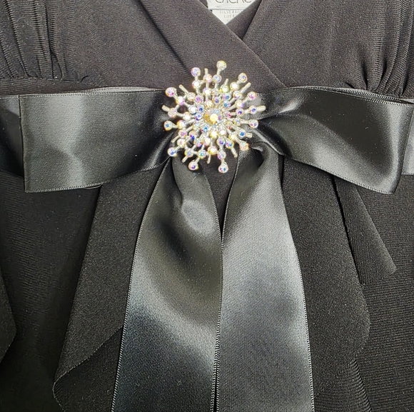 Cache Spaghetti Straps Waterfall Ruffles Black Formal Long Dress Women's Size 10 - Picture 4 of 11